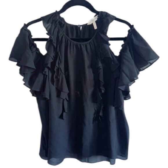 Rebecca Taylor Ruffle Silk Tank Top Black Size 12 Retail $250 Feminine - Picture 2 of 12